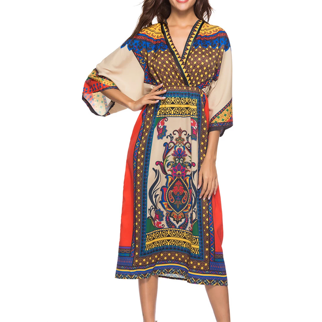 Платье женское винтажное большого размера длинное для похудения 2018 | Женская