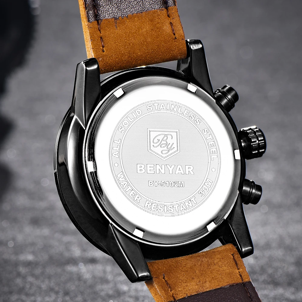 BENYAR Reloj Hombre модные спортивные мужские наручные часы с хронографом Лидирующий