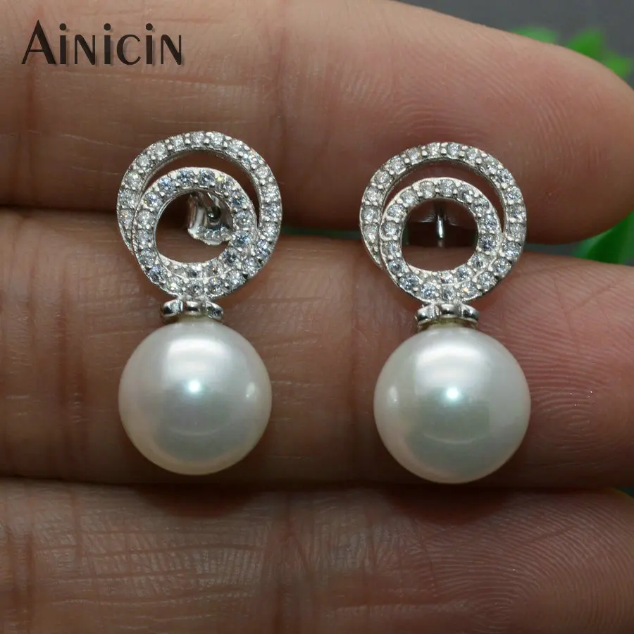 Серьги гвоздики из серебра 925 пробы с двумя кольцами 10 мм|Серьги-гвоздики| |