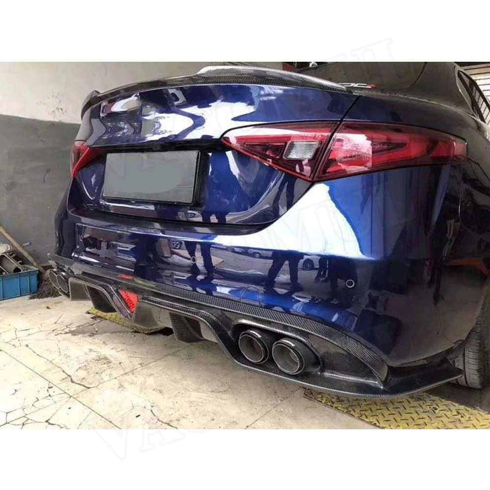 Углеродного волокна рассеиватель задней губы спойлер с лампой для Alfa Romeo Giulia Седан 4 двери стайлинга автомобилей