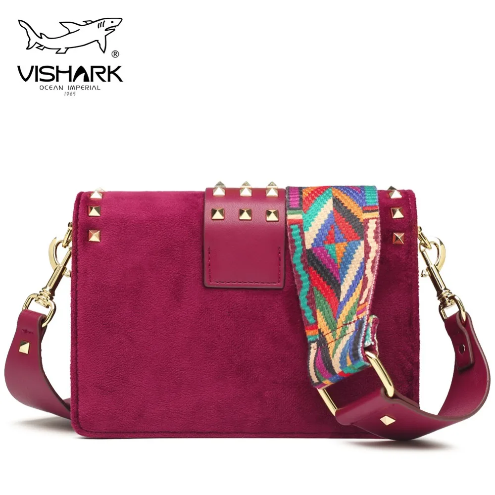 VISHARK Vogue Женская сумка через плечо с заклепками подарок для девушки и леди 2019