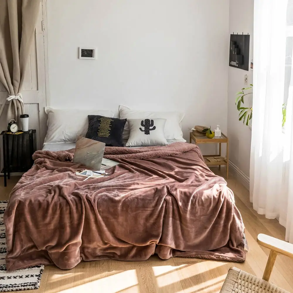 Постельное белье диван одеяло толстый и теплый плед однотонный цвет|sofa throws|bedding