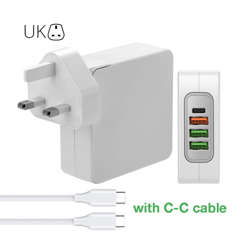 Фиолетовый 45 Вт, 20 в, 2.25A, 31 Вт, USB C, настенный адаптер для ноутбука, зарядное устройство, 4 порта, Тип C, питания для MacBook Air, hp, DELL, для iPad Pro, Galaxy S9 - Цвет: Фиолетовый