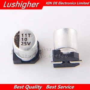 10 шт., алюминиевый электролитический конденсатор 25 в 10 мкФ, размер 4x5,4 мм SMD 25V1 0 мкФ