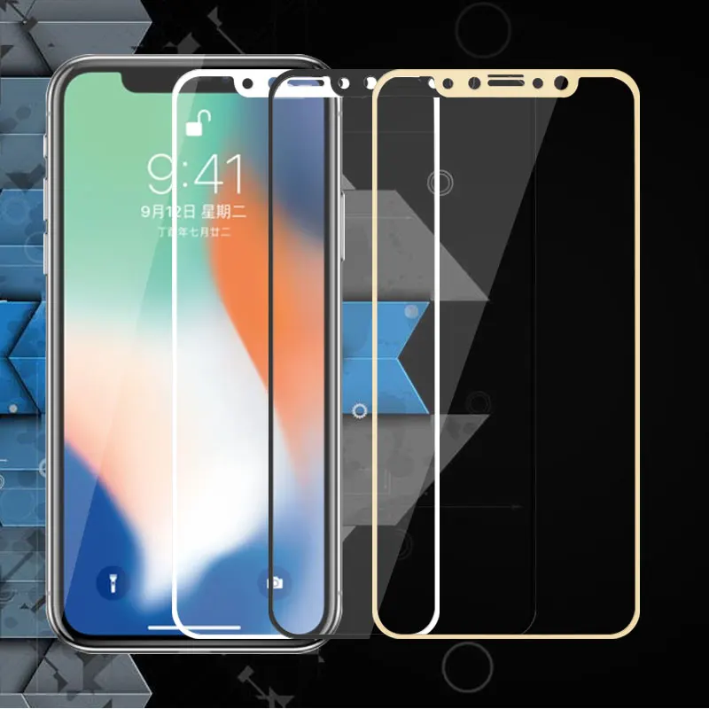 Полное покрытие из закаленного стекла для Apple IPhone X Передняя защита экрана пленка
