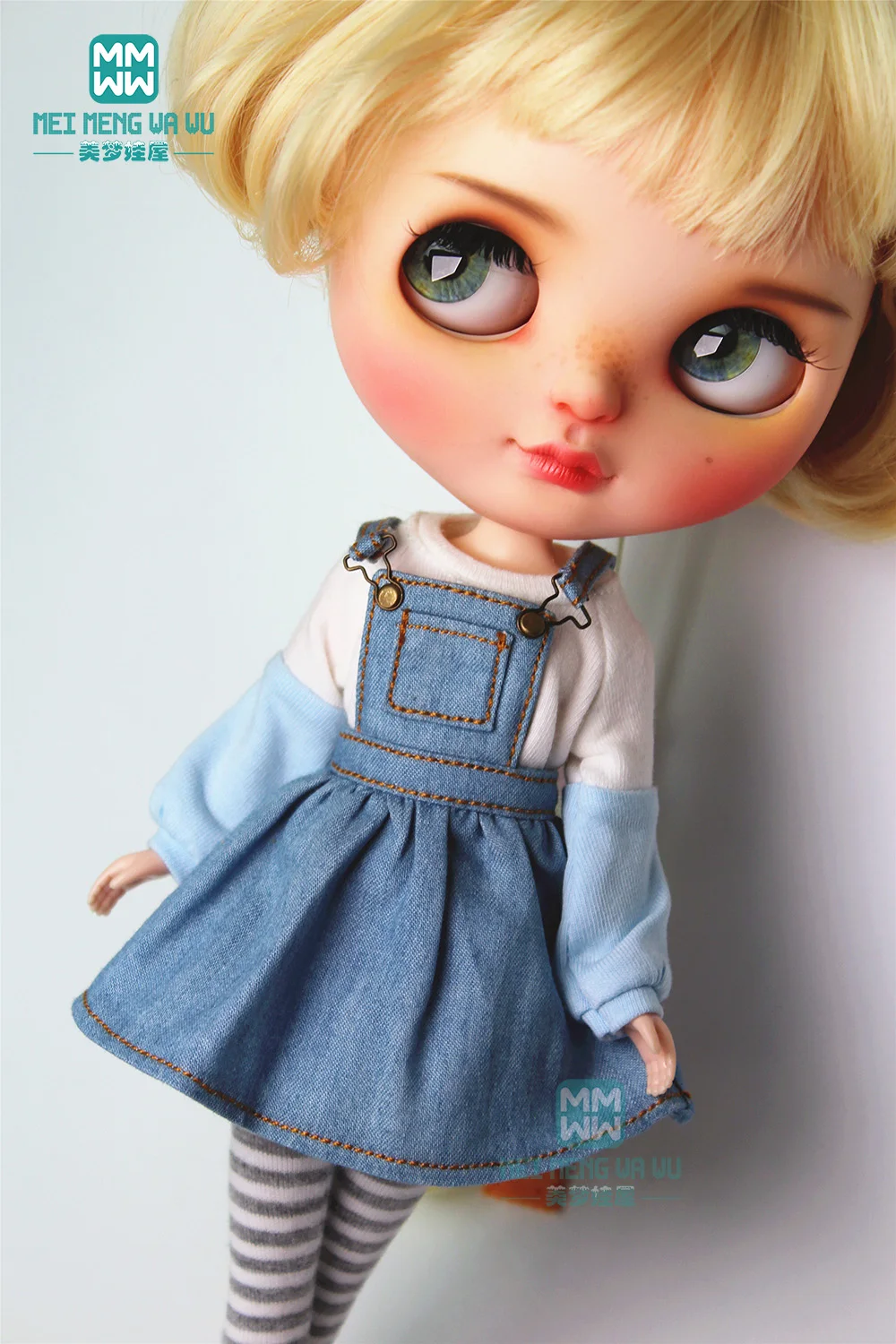 Модная синяя клетчатая юбка на бретелях рубашка для 28 30 см Blyth Azone 1/6 аксессуары