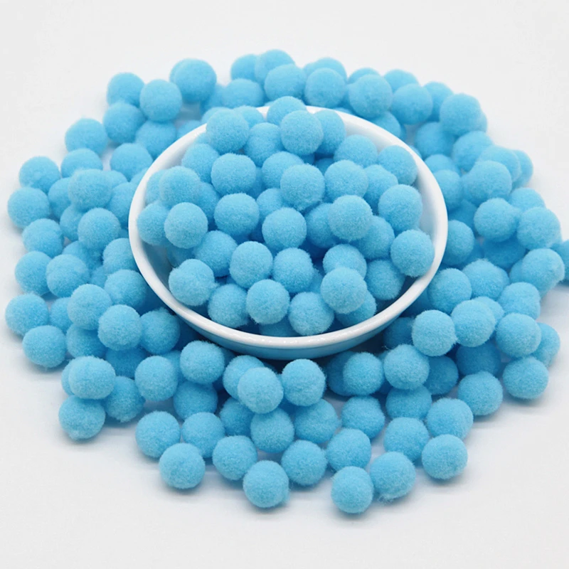 07sky Blue Помпон 8 мм, 10 мм, 15 мм, 20 мм, 25 мм, 30 мм, круглые помпоны, меховые шарики, поделки своими руками, помпоны для детей, свадебная одежда, шитье, домашние украшения - Цвет: 07sky Blue