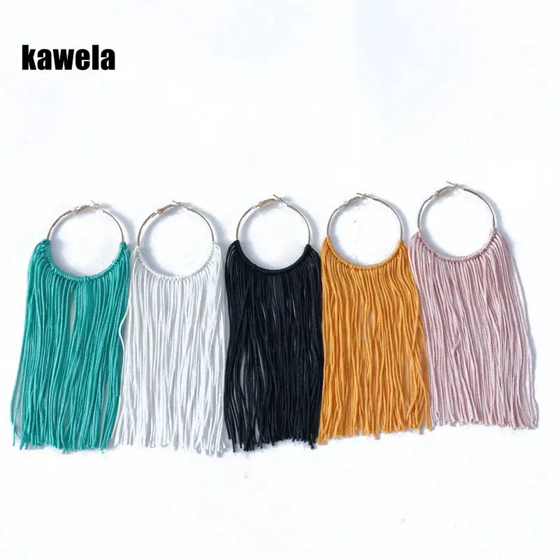 Серьги кольца ручной работы с кисточками|Серьги-кольца| |