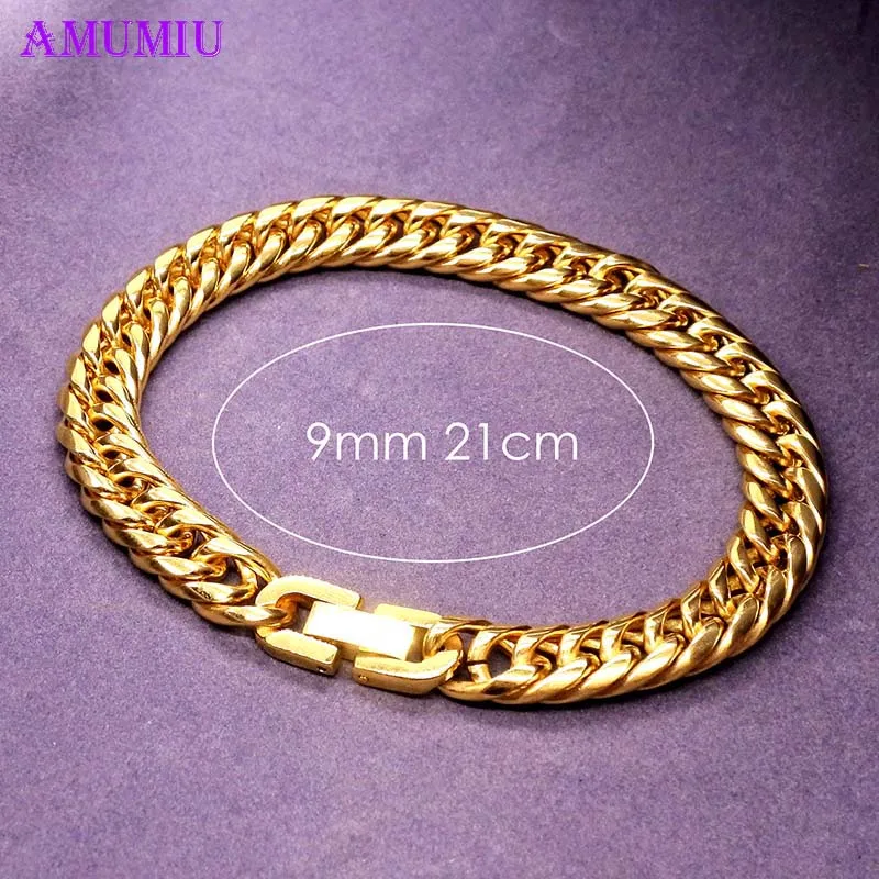 Браслеты AMUMIU для мужчин и женщин браслет из нержавеющей стали с кубинской