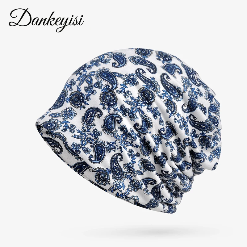 DANKEYISI вязаные хлопковые шапки бини для женщин и мужчин с принтом пейсли шапка