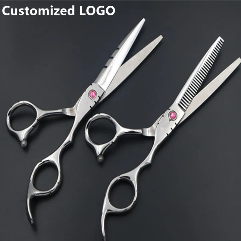 

5.5 inch Hair Scissors Customized LOGO Professional Barber Cutting Scissors 4cr13 High Quality Titanium Salon Hair Clipper