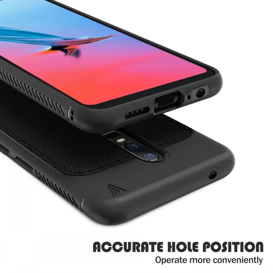 Противоударный чехол Litchi Line для Oneplus 6 задняя крышка мягкий силиконовый защитный