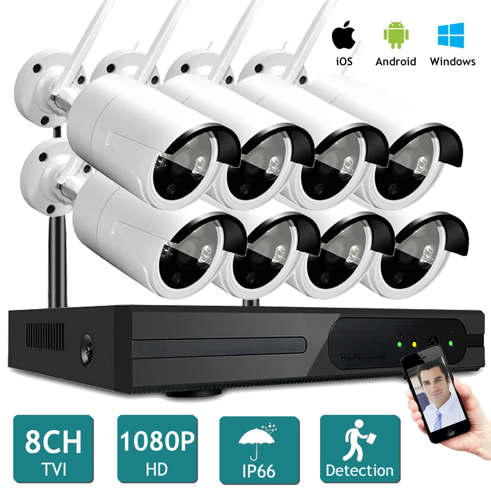 HD 1080 P P2P Открытый ИК Пуля безопасности Wi Fi Камера S комплект домашнего наблюдения