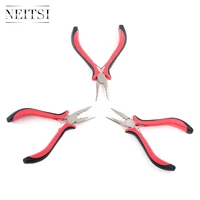 neitsi hair pliers needle nose pliers tools for hair extensions hair bond remover for micro loop human hair red color 3pcspack