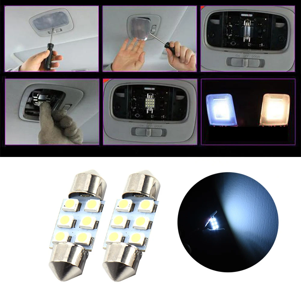 1 шт. 31 мм 3528 1210 6SMD светодиодный светильник с двойной заостренной крышей белые