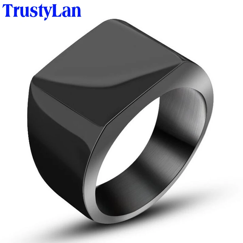 Мужское кольцо TrustyLan черное/серебристое из нержавеющей стали Размер 12 подарочное
