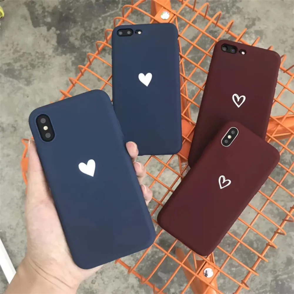 Модные Карамельный цвет мягкий чехол для iPhone X XS MAX XR сердце любовь Painted Graphic пара