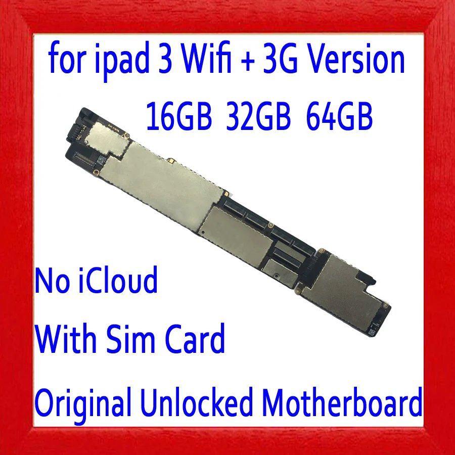 Заводская разблокированная материнская плата для ipad 3 Wifi + 3G с чистым iCloud