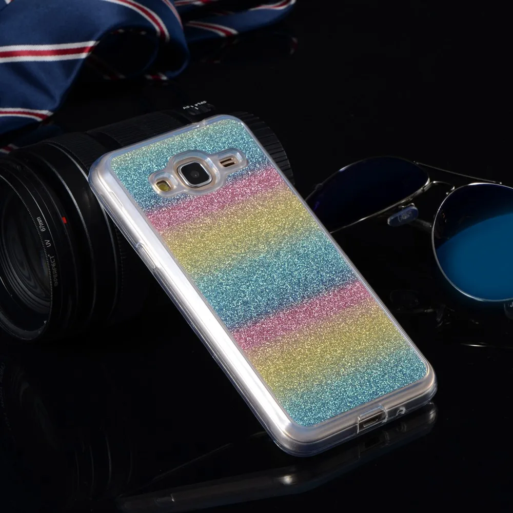 Shiny Sequin Silicone Glitter Cases For Samsung Galaxy J1/J5/J7 2016 J120F J510F J710X Soft TPU Covers Colorful Foil Phone Bags |