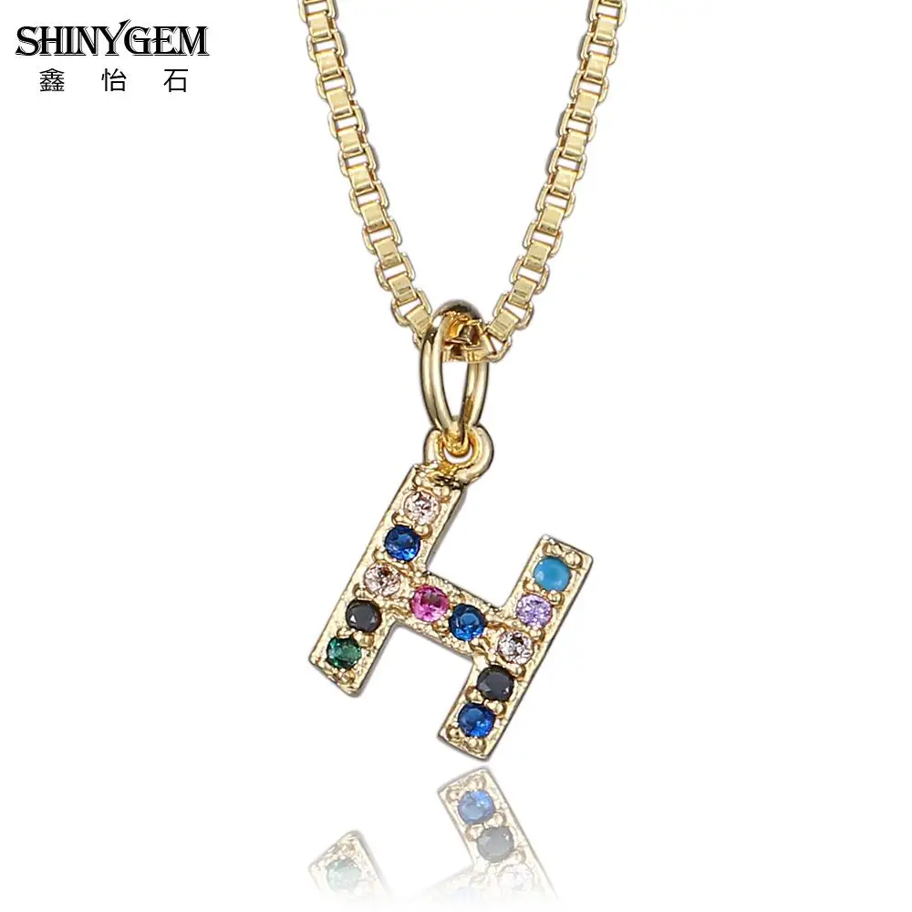 ShinyGem 07*08 мм Золотая инкрустация Стразы оригинальные ожерелья с буквой красочные