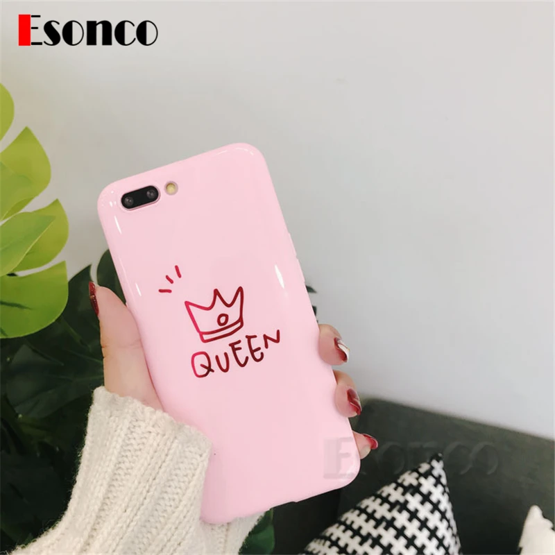 King &amp Queen Crown Soft Case For iPhone 7 8 X 6 s Plus Cases Lover Silicone Rubber Phone 6s |