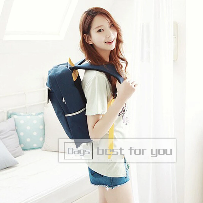 HBC06 New College Wind Backpack Canvas Shoulder Bag Backpacks Schoolbag Korean Men And Women Travel Blue | Багаж и сумки