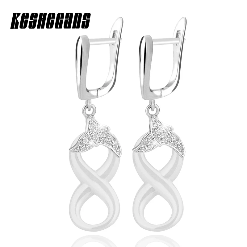 2017 модные брендовые подходящие ко всему керамические серьги с буквами 8 форм