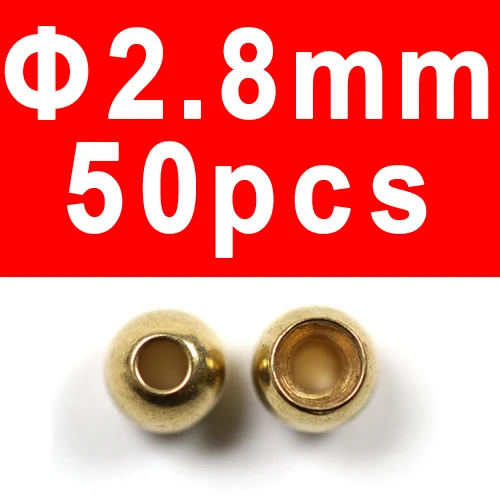 50pcs 2dot8mm Wifreo 50 шт. латунные бусины для завязывания мушек, Нимфа, бусина для завязывания мушек, 2,3 мм, 2,8 мм, 3,4 мм, 3,8 мм, Китай, материал для ловли нахлыстом - Цвет: 50pcs 2dot8mm