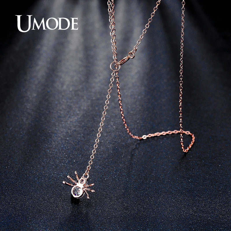 Женское Ожерелье в форме паука UMODE розовое золото с подвеской из фианита