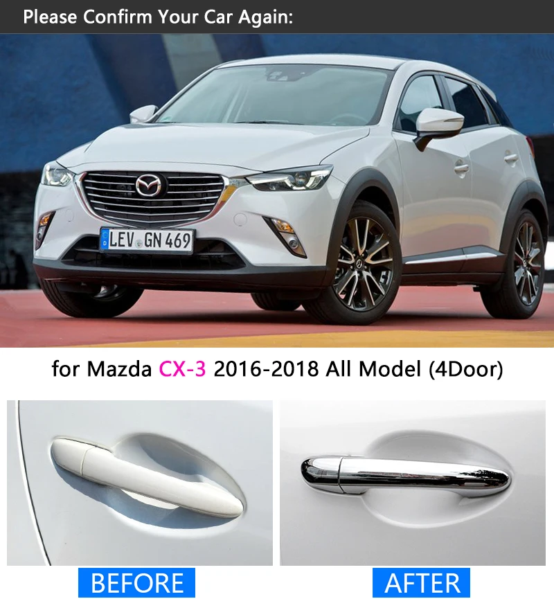 Хромированная накладка на дверную ручку для Mazda CX 3 2016 2017 2018 набор отделки CX3