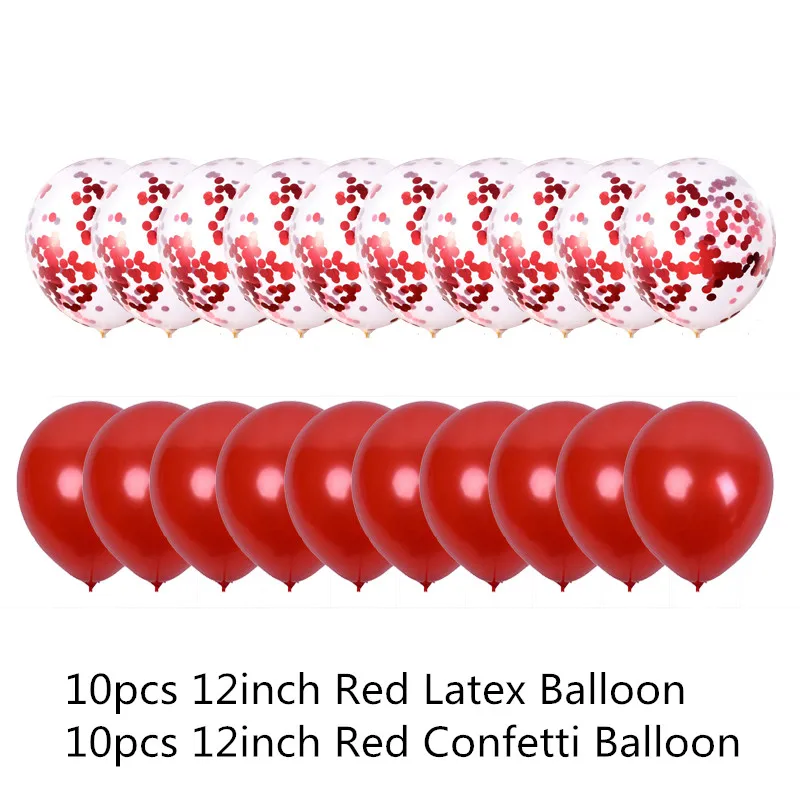 20pcs Red 20 шт./компл. 12 дюймов шар цвета розового золота конфетти золото День Рождения украшения юбилей свадебные шары подарок для гостей свадьбы - Цвет: 20pcs Red
