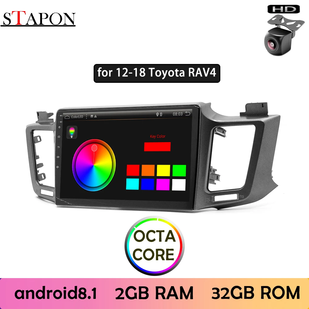 STAPON 10 дюймов для Toyota rav4 2012 18 Android 8 1 2GBRAM Восьмиядерный автомобильный DVD MP5