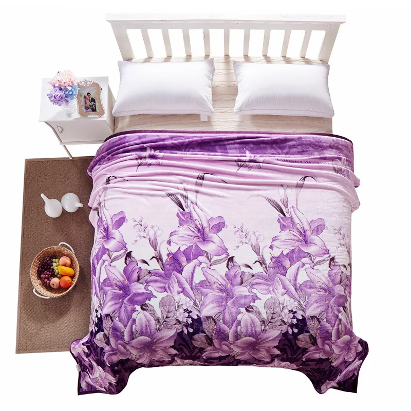 ARNIGU Lily flowers purple soft Blanket Fleece bedsheet winter bedding/sofa Throws Twin Queen Full Double size plaids | Дом и сад