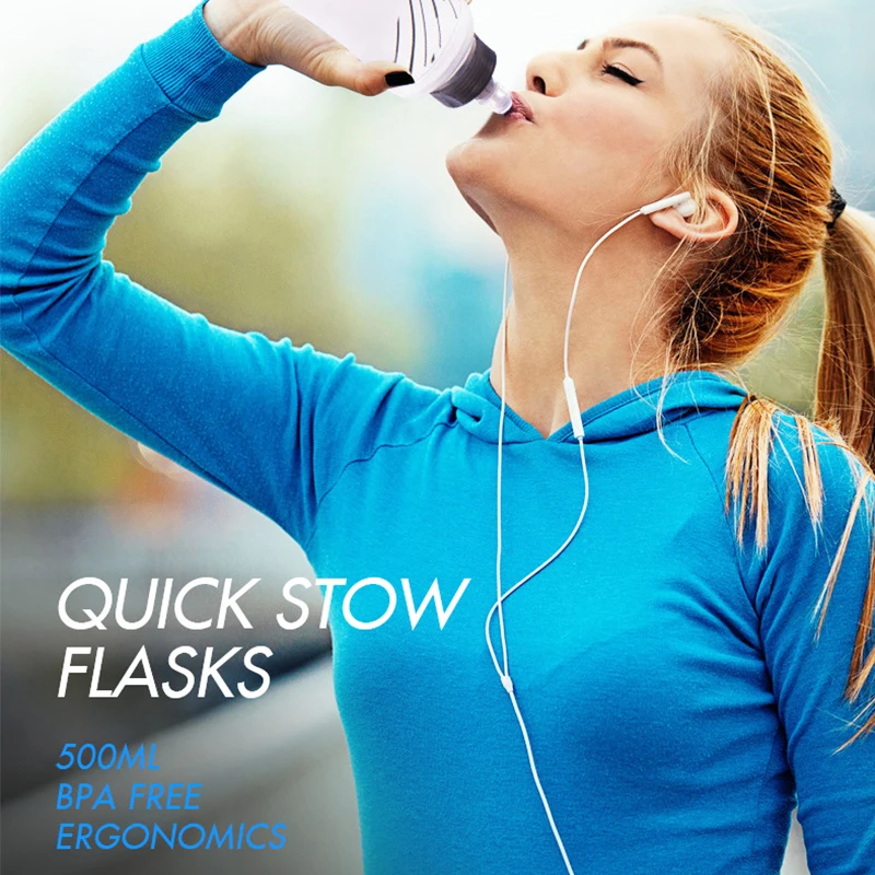 450/500 ML Water Bottle Soft Folding Portable Squeeze Travel Bottles Outdoor Flexible Running Drinkware With Dust-proof Cover