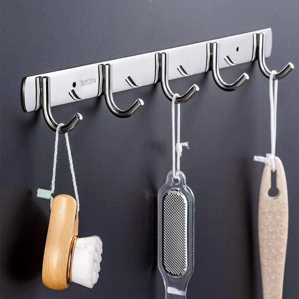 304 нержавеющая сталь крючок вешалка для кухни ванной комнаты Бесплатная Пробивка