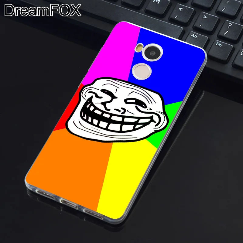 DREAMFOX K244 Тролль Лицом Мягкие TPU силиконовый чехол для Xiaomi Redmi Note 3 4 5 плюс S 4A 4X 5A Pro