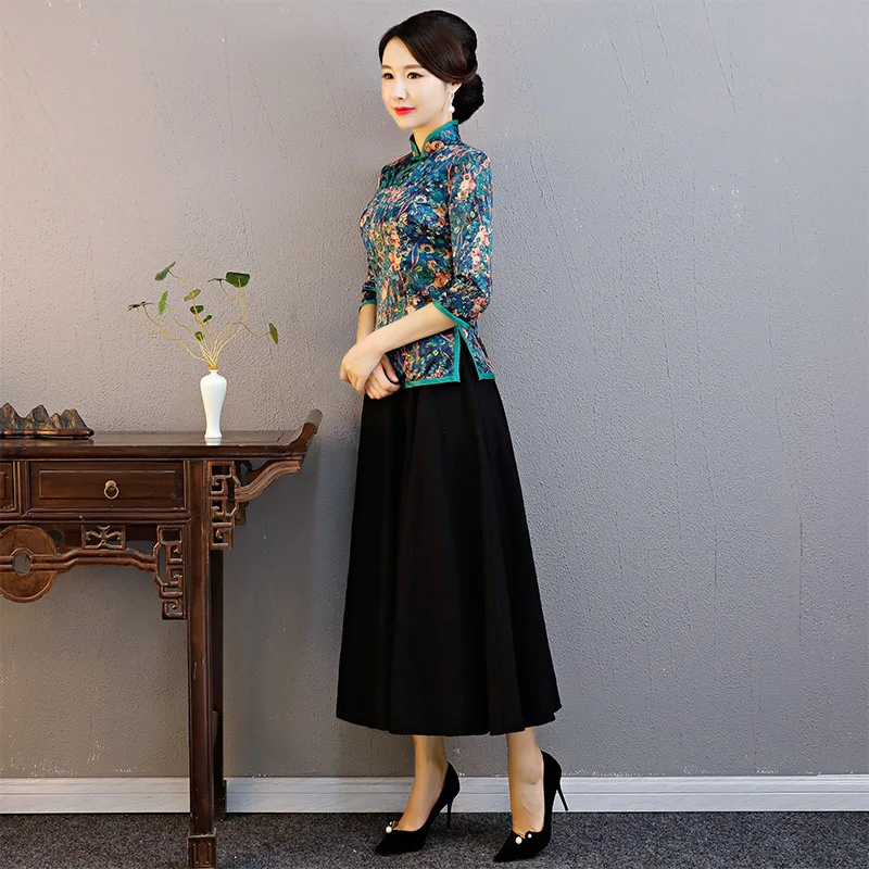 Традиционная китайская одежда для женщин мать Qipao длинные китайский новый год