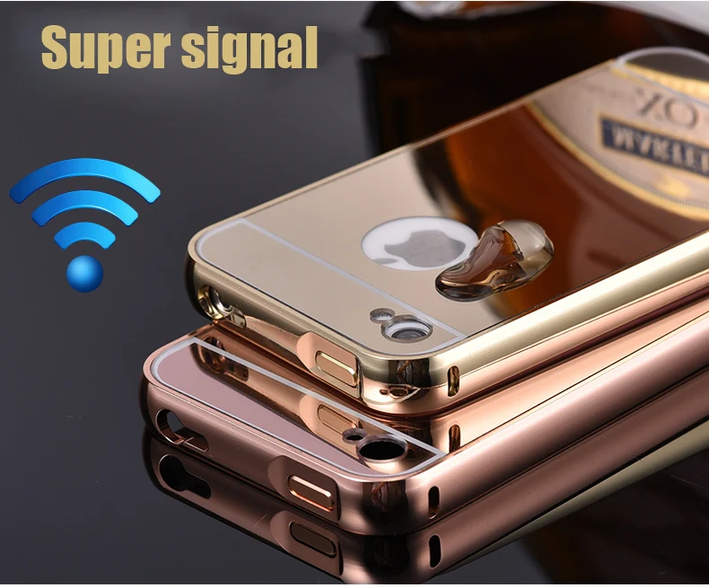 Ультра Тонкий Зеркало Чехол Для iPhone 4 4S Мобильный Телефон Класса Люкс алюминиевый