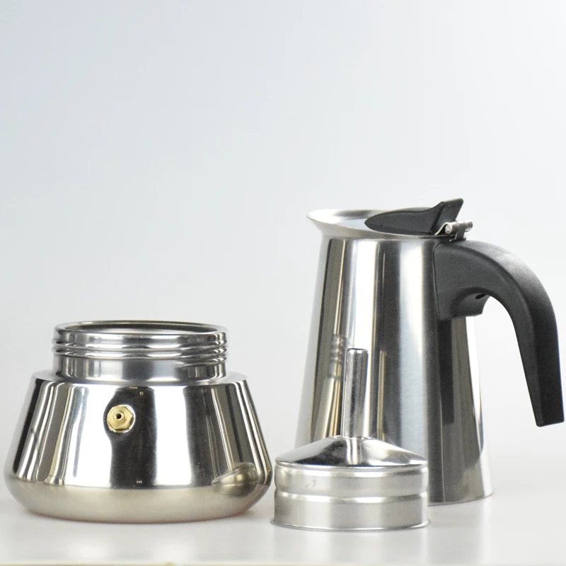 Нержавеющая сталь Moka Pot эспрессо латте Percolator Плита Топ Кофе чайник 2/4/6 чашки Mocha