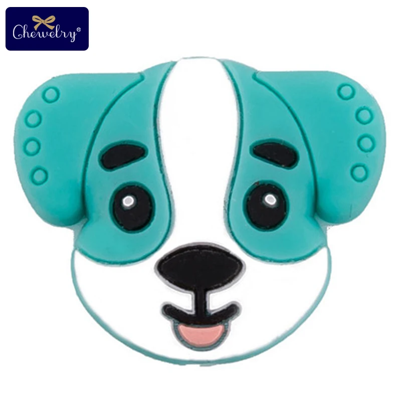 Puppy Turquoise 5 шт. детский Прорезыватель собака Китай панда грызун силиконовые бусины Сделай Сам соска подвеска на цепочке-ожерелье жевательная игрушка для прорезывания зубов давайте сделаем - Цвет: Puppy Turquoise