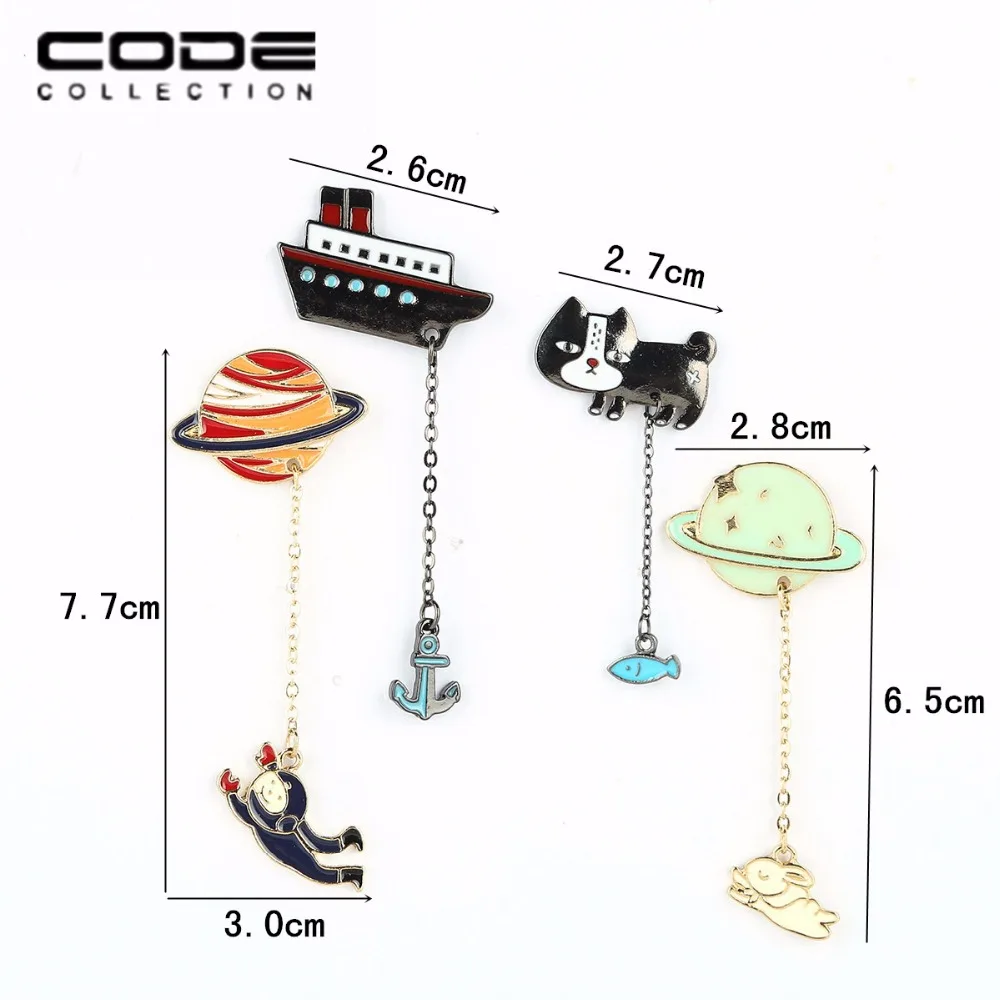 Панк эмалированная брошь Юпитер астронавты луна кролик щенок кулоны значки