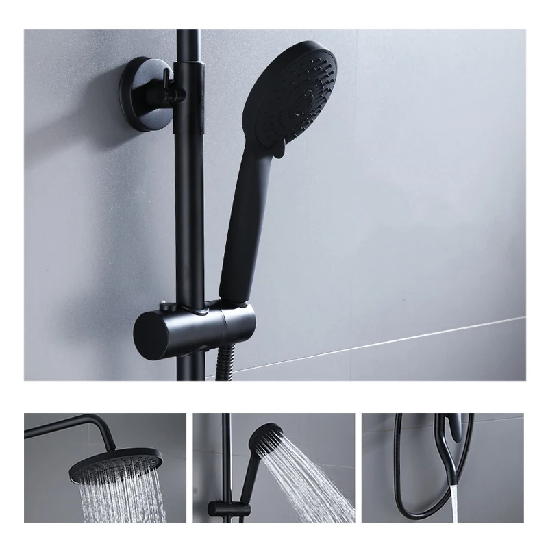 Черный Набор смесителей для душа с дождевой насадкой регулируемая круглая