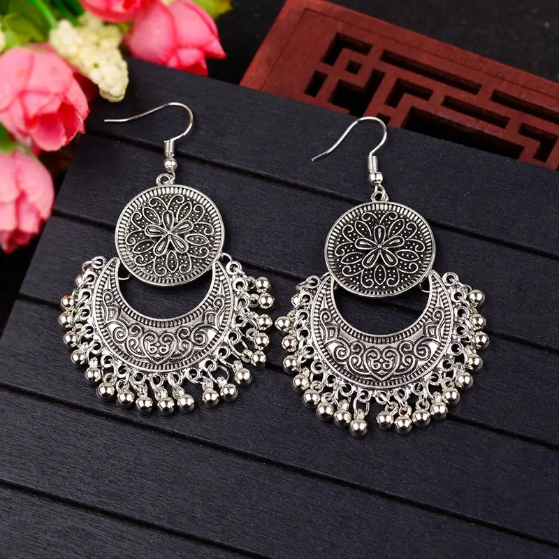 Серьги в стиле ретро с золотыми круглыми и Полумесяцами Jhumka Jhumki винтажные