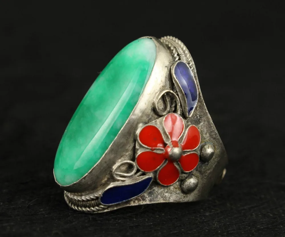 FENGASHOUW изысканный старинный ручной работы натуральный зеленый Тибет эмаль цветок