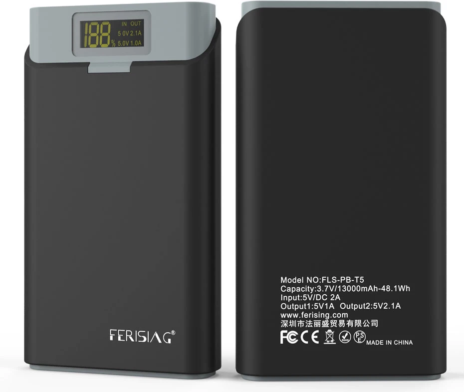 FERISING новой серии 13000 mah светодиодный индикатор питания дисплея Банк Внешний полимерный Батарея Мощность банка для iphone 6 X XR XS max плюс samsung S8