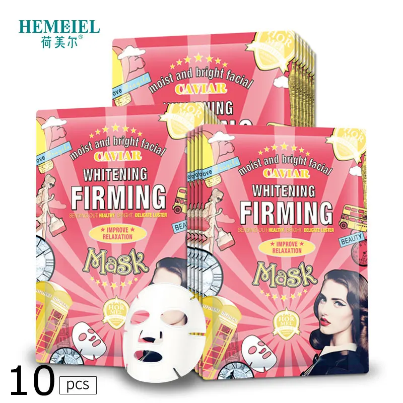 10 pcs HEMEIEL, Экстракт икры, укрепляющая маска для лица, против старения, против морщин, маска для лица, Отбеливающая увлажняющая маска, Корейская - Цвет: 10 pcs