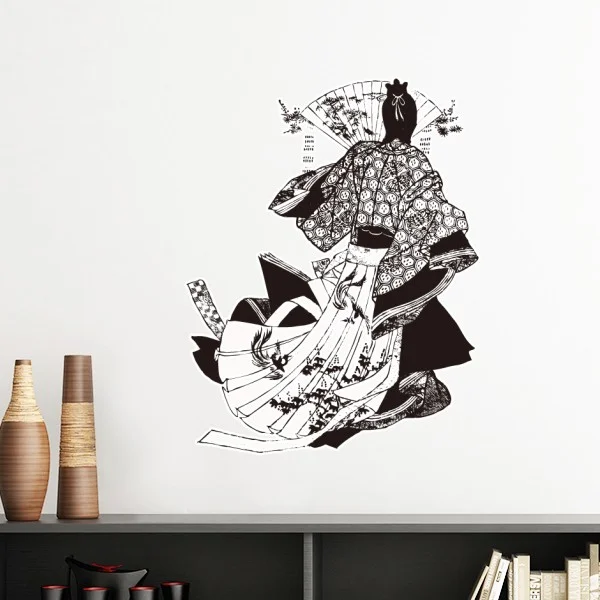 Японское кимоно традиционной культуры Женский Веерообразный рисунок наклейка