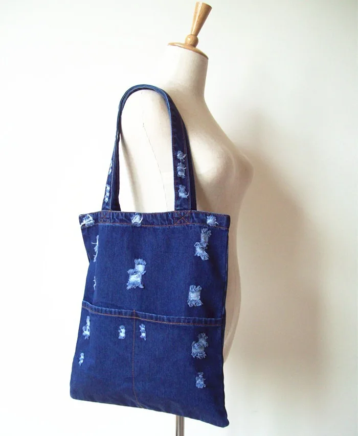 Модные Простые винтажные женские сумки из денима со сломанными джинсами сумочки