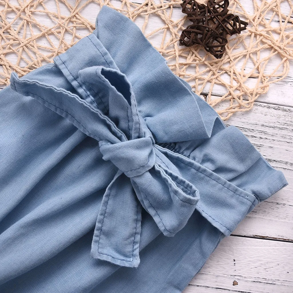 Детский топ без рукавов с оборками + штаны бантом повязка на голову Z0211