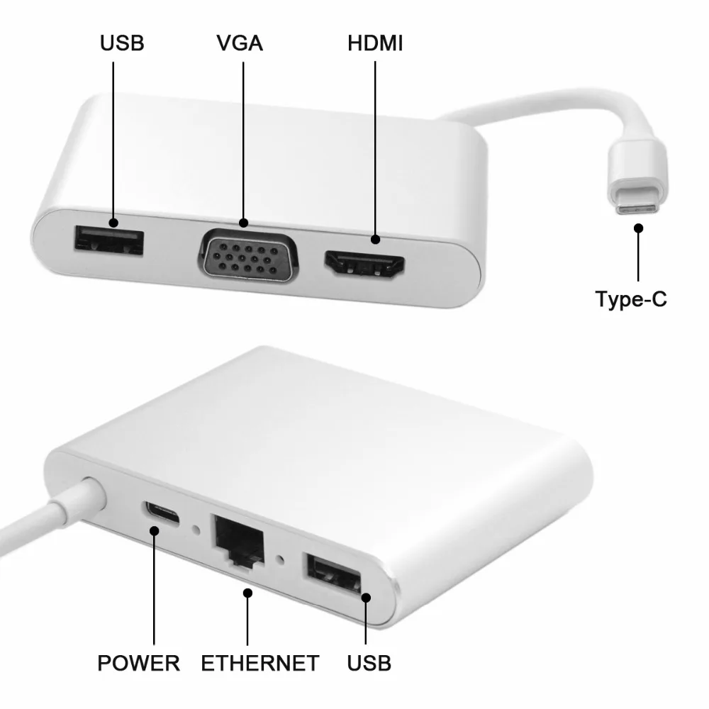Thunderbolt 3 док станция USB C концентратор usb3.1 тип c к HDMI gigabit Ethernet RJ45 VGA USB2.0 адаптер